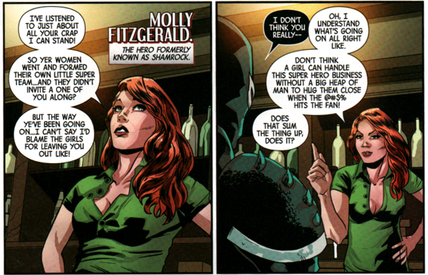 Shamrock from Fearless Defenders, art by Will Sliney.