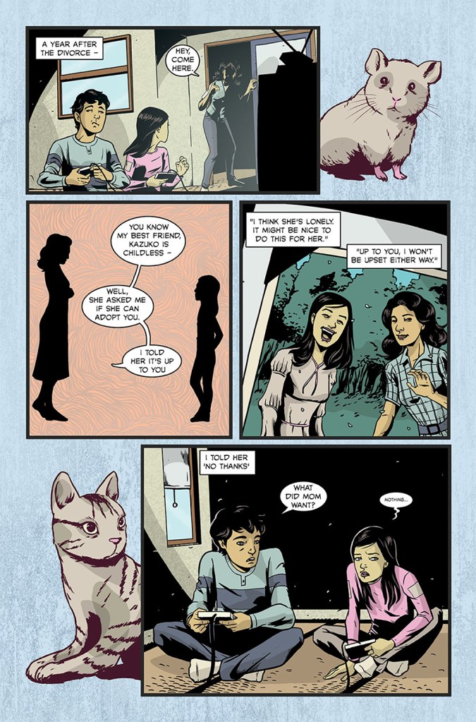 Page from Sleeping While Standing where the authors mother suggests a friend adopt her.