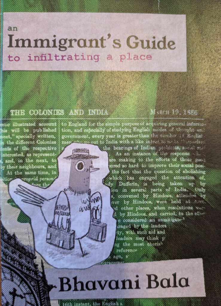 Cover of a book featuring a cartoon bird in front of text about colonial India.