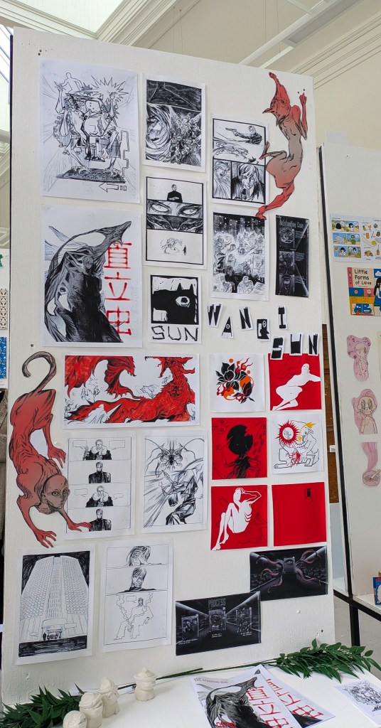 Display of drawings at art college degree show