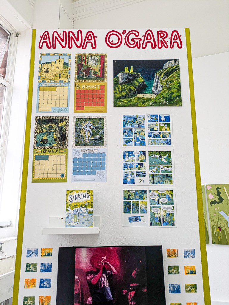 Display of drawings at art college degree show