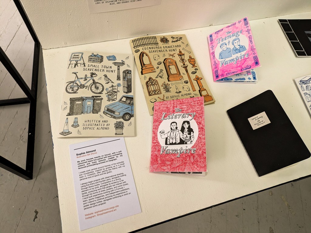 Display of drawings at art college degree show